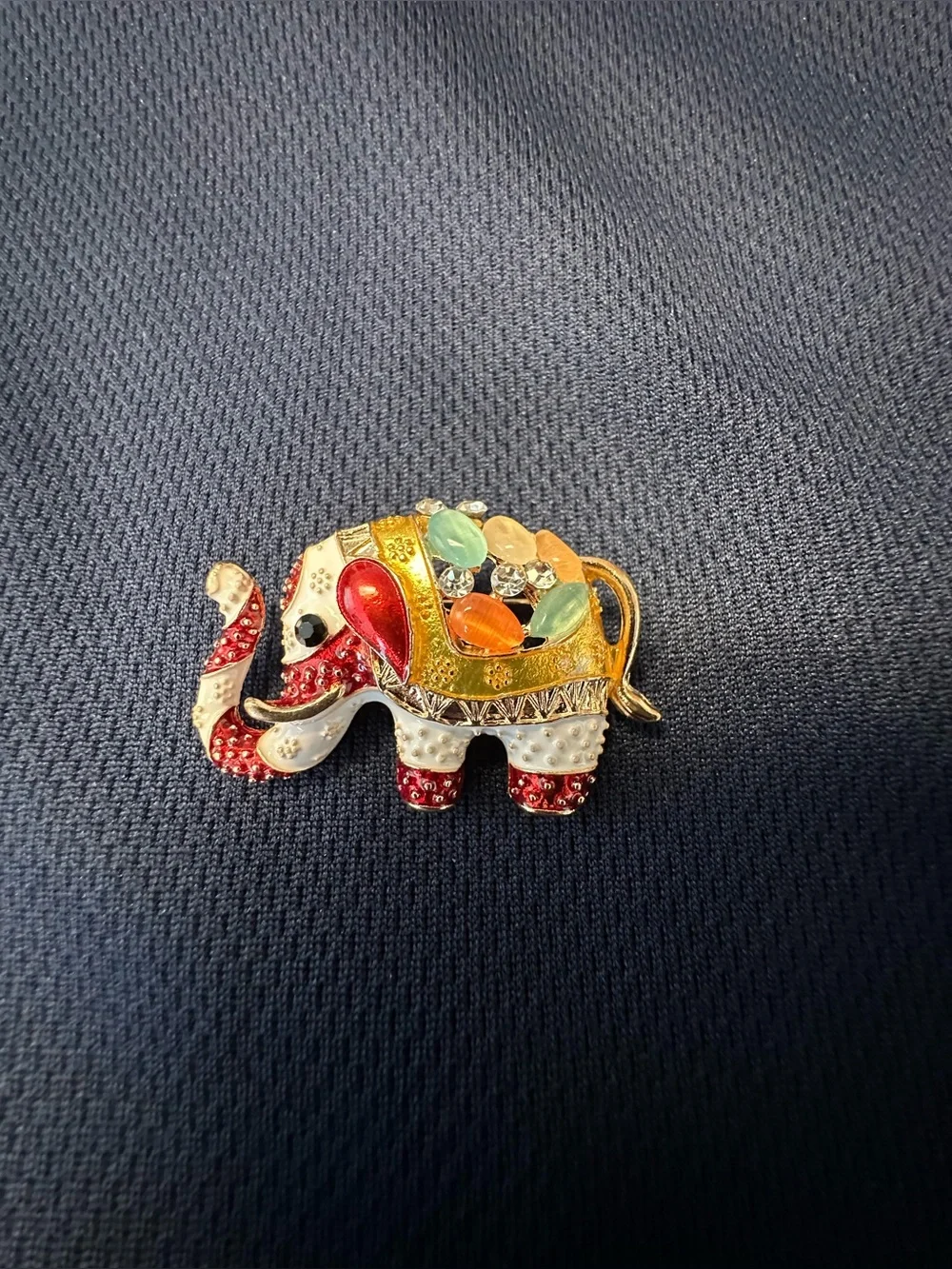 Colorful Jeweled Elephant Brooch